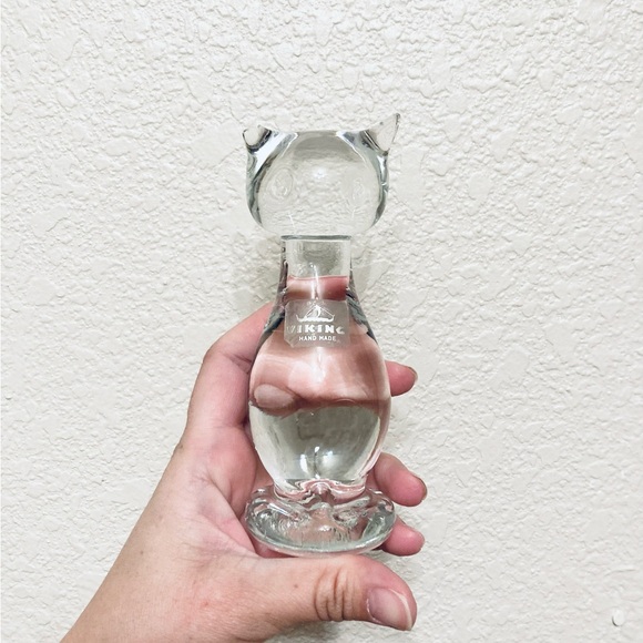 Vintage Viking Rainbow Glass MCM Crystal Cat Figure 5.75” Paperweight Figurine - Picture 4 of 9